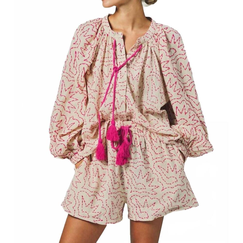 NEW THE SHIRT hannah pull-on short in hot pink stitch